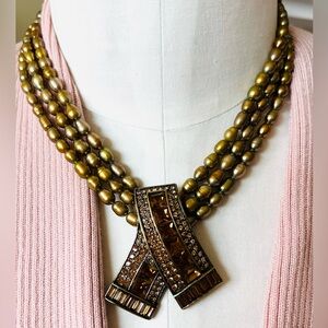 Heidi Daus early vintage (like new) amber colored Swarovski crystals necklace